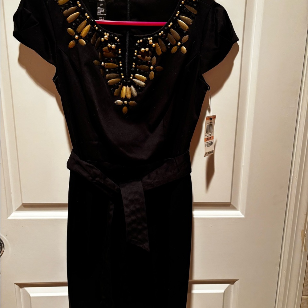 Alfani Black and Gold Sheath Dress with Dolman Sleeves